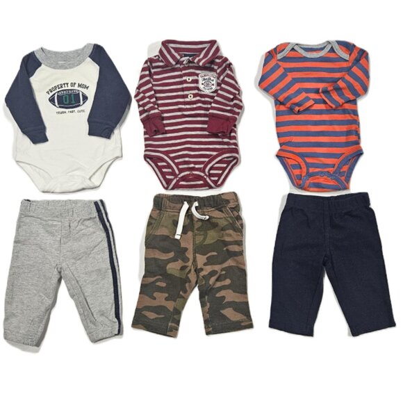 Carter’s Baby Boy 3M Bundle | 6 Pieces | Bodysuits & Pants - Picture 1 of 9